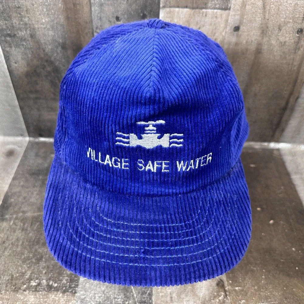 VINTAGE VILLAGE SAFE WATER Corduroy Hat Blue Snapback - Alaska